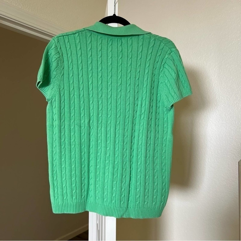 525 America Green Cable Knit Polo Sweater - Picture 4 of 4